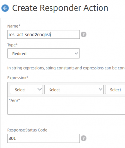 Citrix NetScaler ADC responder action: send all requests to English
